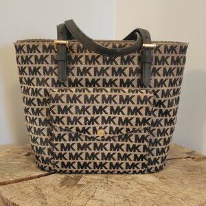 Michael Kors Black and Tan signature MK bag